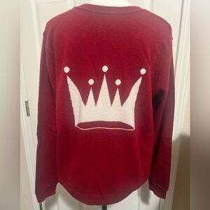 Brazeau tricot scarlet v neck cashmere crown sweater new Medium/3